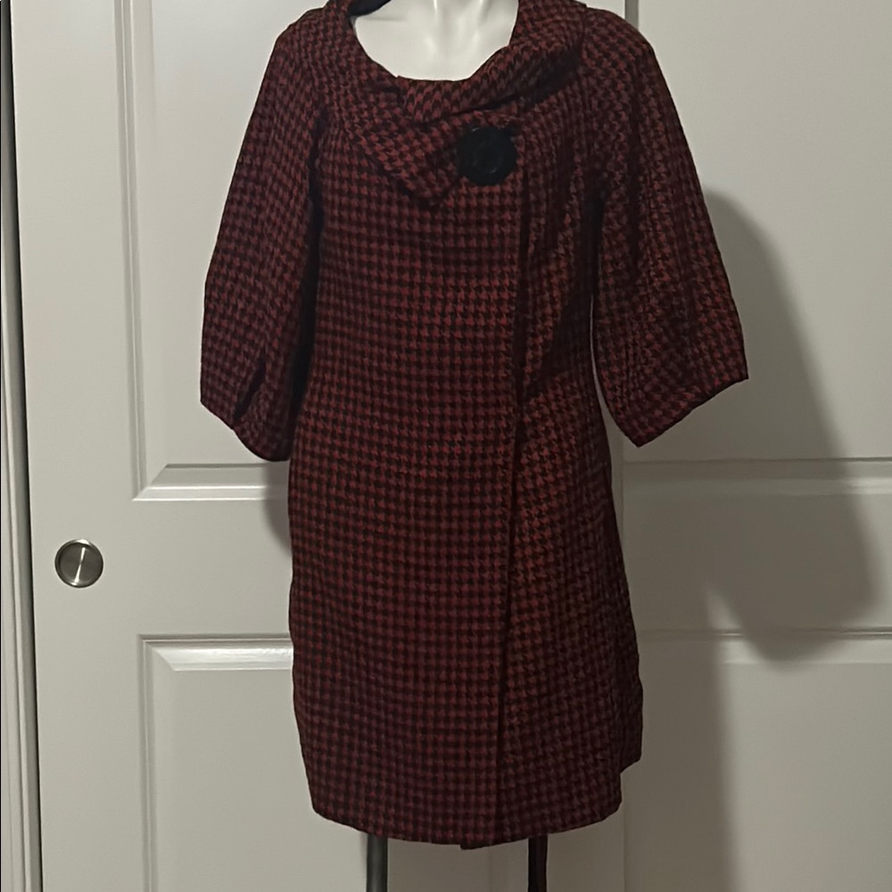 Anthropologie Beaubois Red and Black Trench Coat